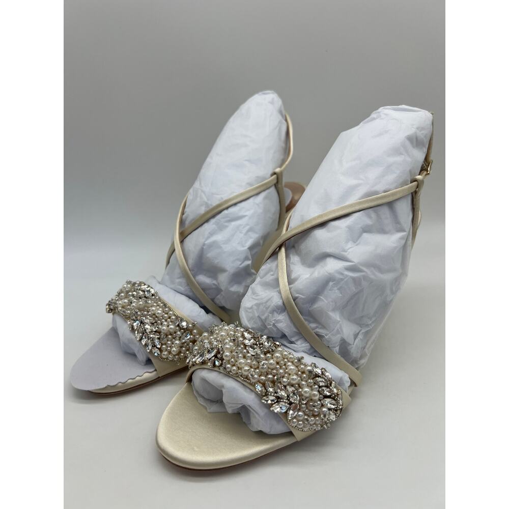 Badgley Mischka Women's Clarisa Embellished Wedge Sandal Ivory MP5243 Size 9 - Picture 10 of 12